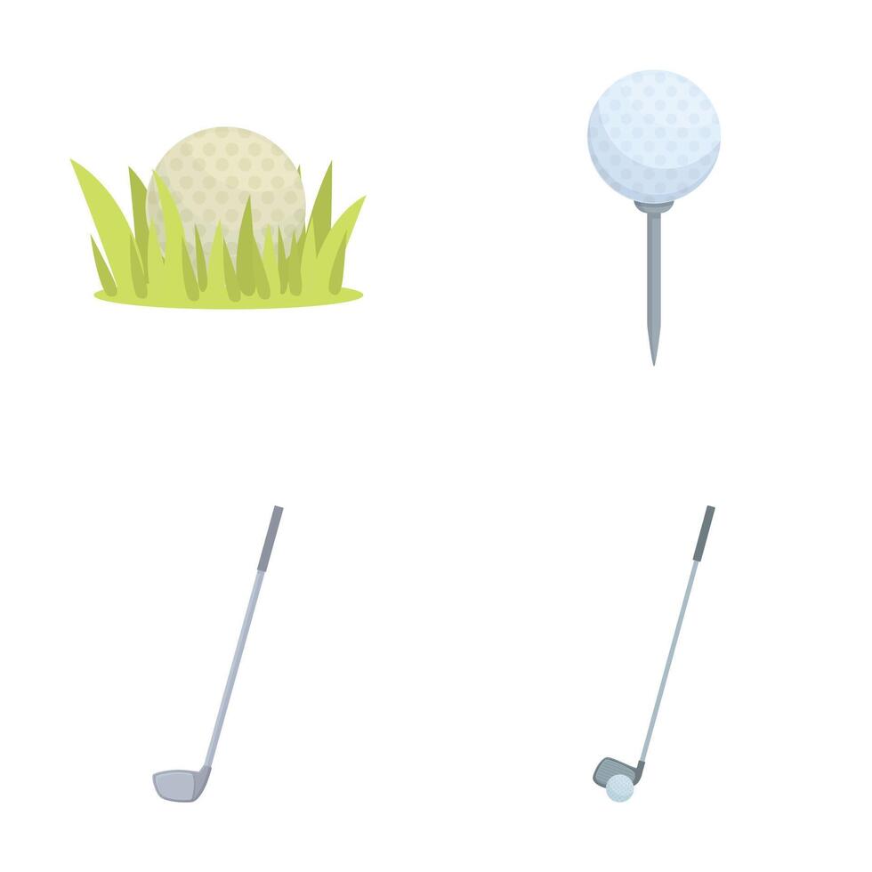 Collection of golfthemed images including a ball on tee, club, and ball in grass vector