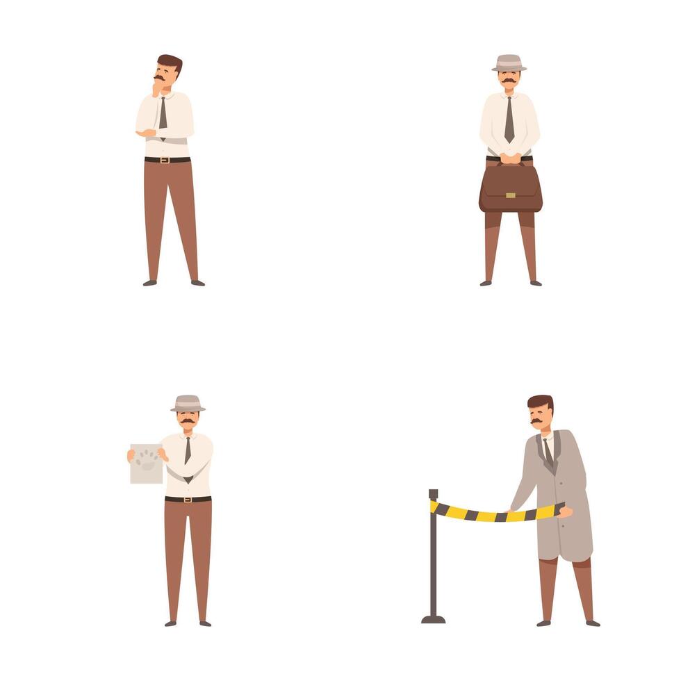 Set of businessman characters in various poses vector