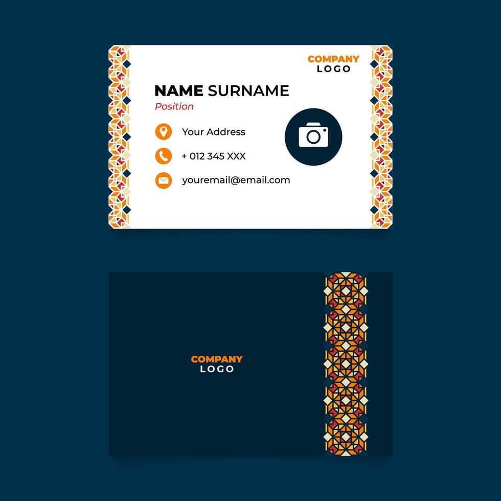 Arabic and Islamic Geometric Name Card Design for Business or Company vector