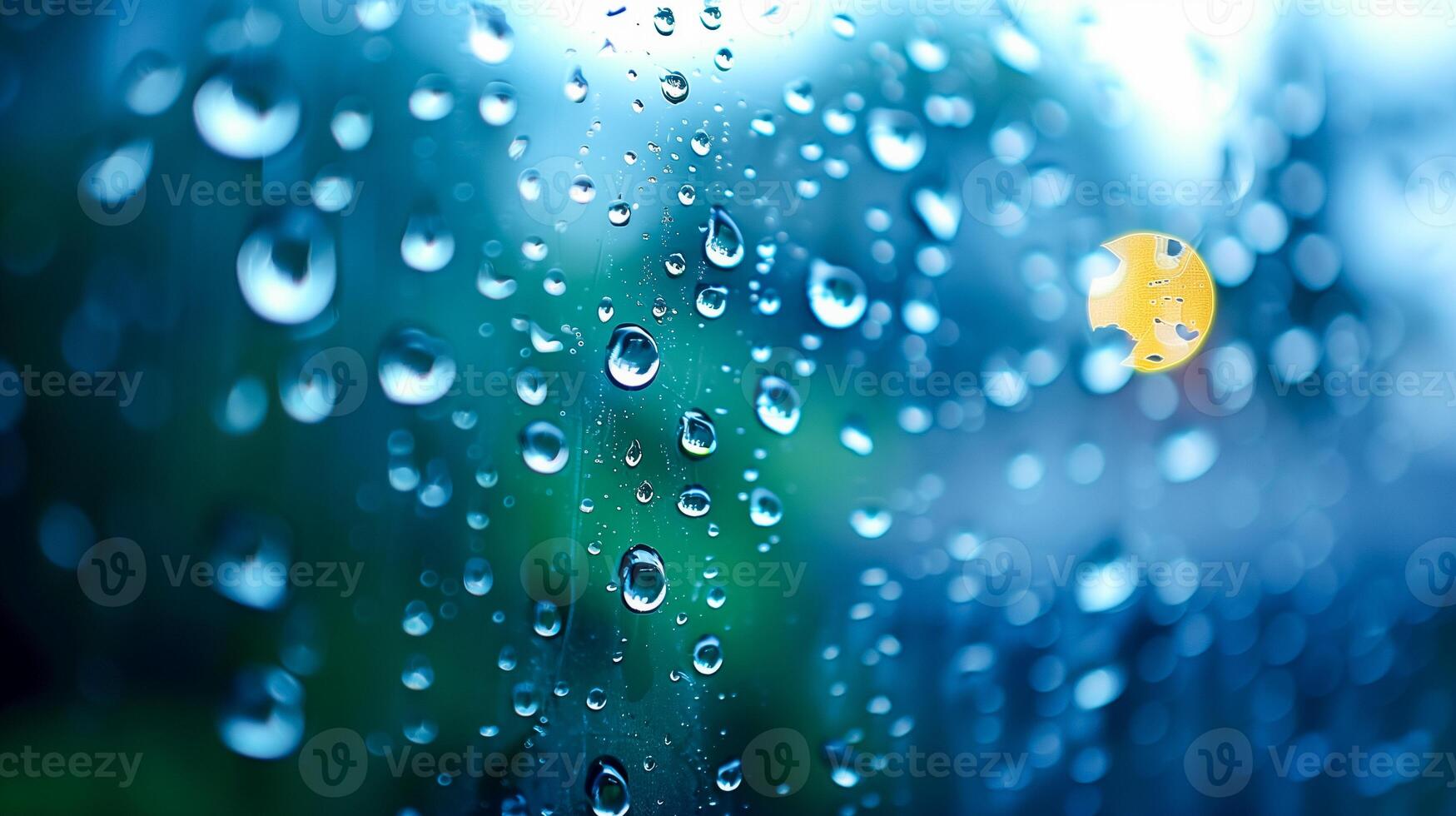 Closeup of raindrops on a windowpane photo