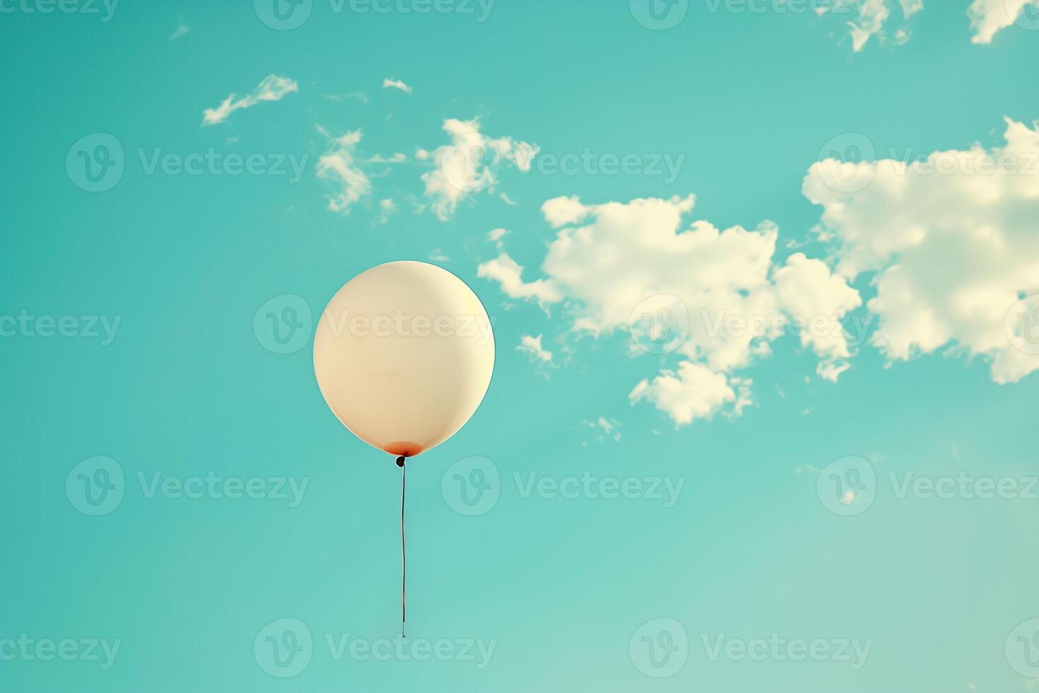 One balloon floating away into the sky photo