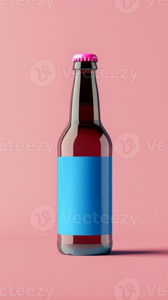 mockup for beer leaflet in pink and blue colors photo
