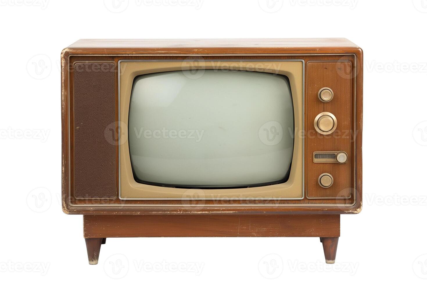 Vintage television set from the mid 20th century, isolated on a white background, ideal for World Television Day and historical media concepts photo