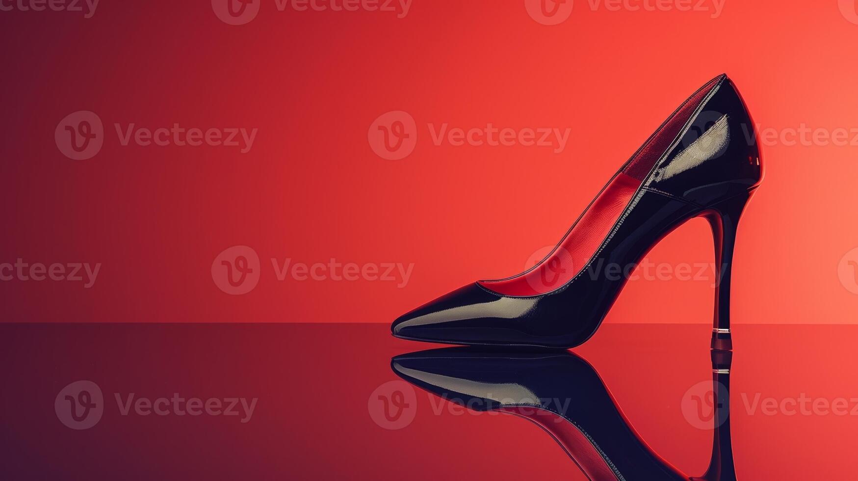 Elegant high heeled shoes on a striking red to black gradient background photo