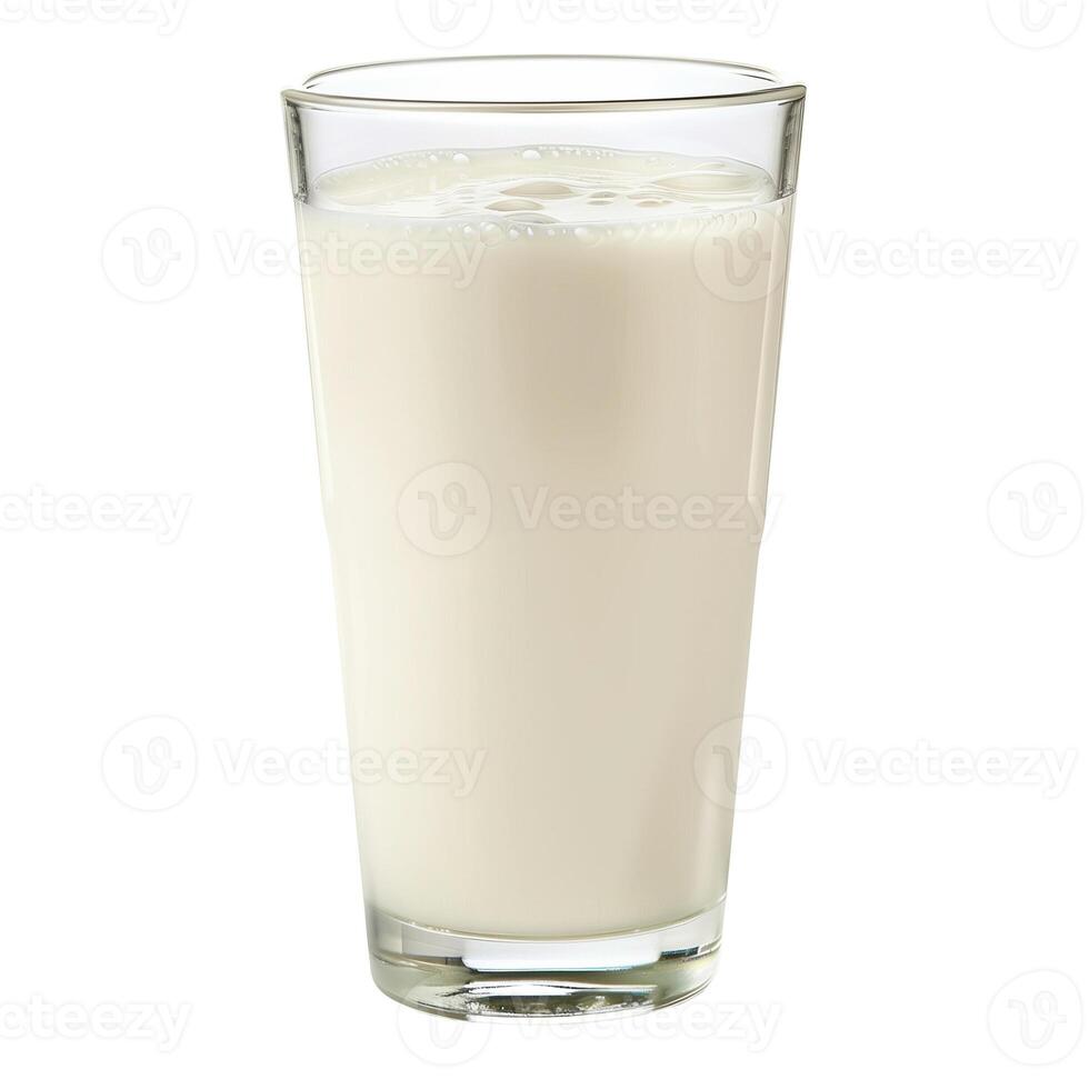 A full glass of fresh milk isolated on a white background, ideal for concepts related to nutrition, World Milk Day, and healthy beverages photo