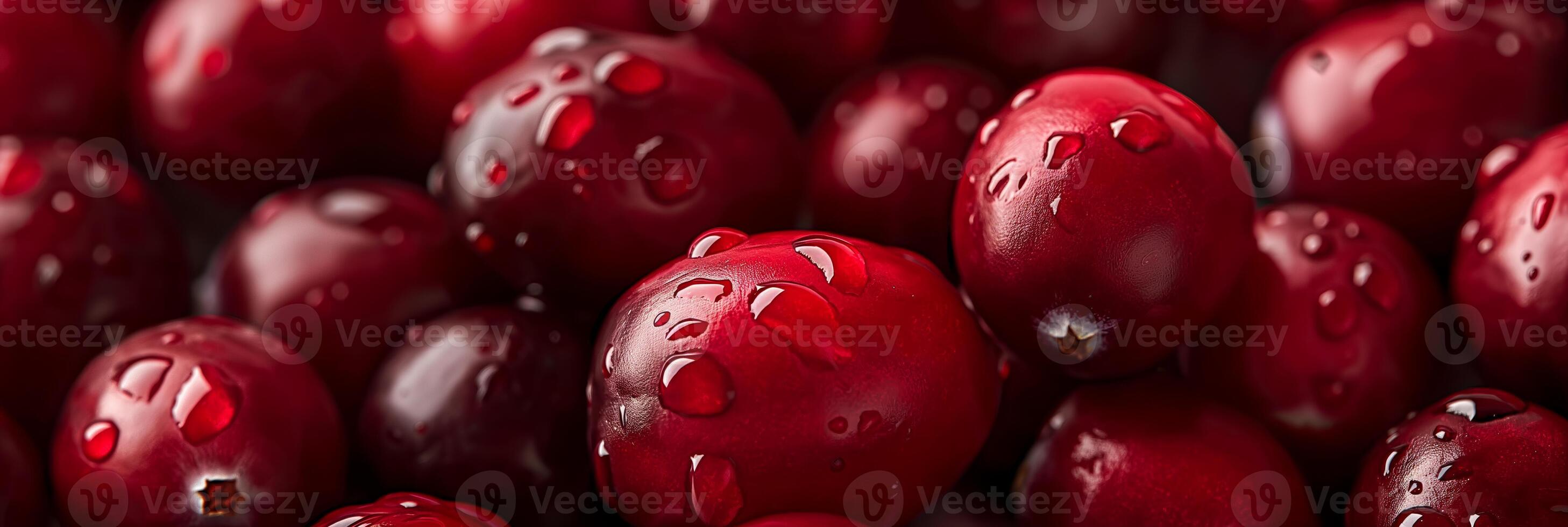 Closeup of a cranberry texture, smooth and shiny, bright red color photo
