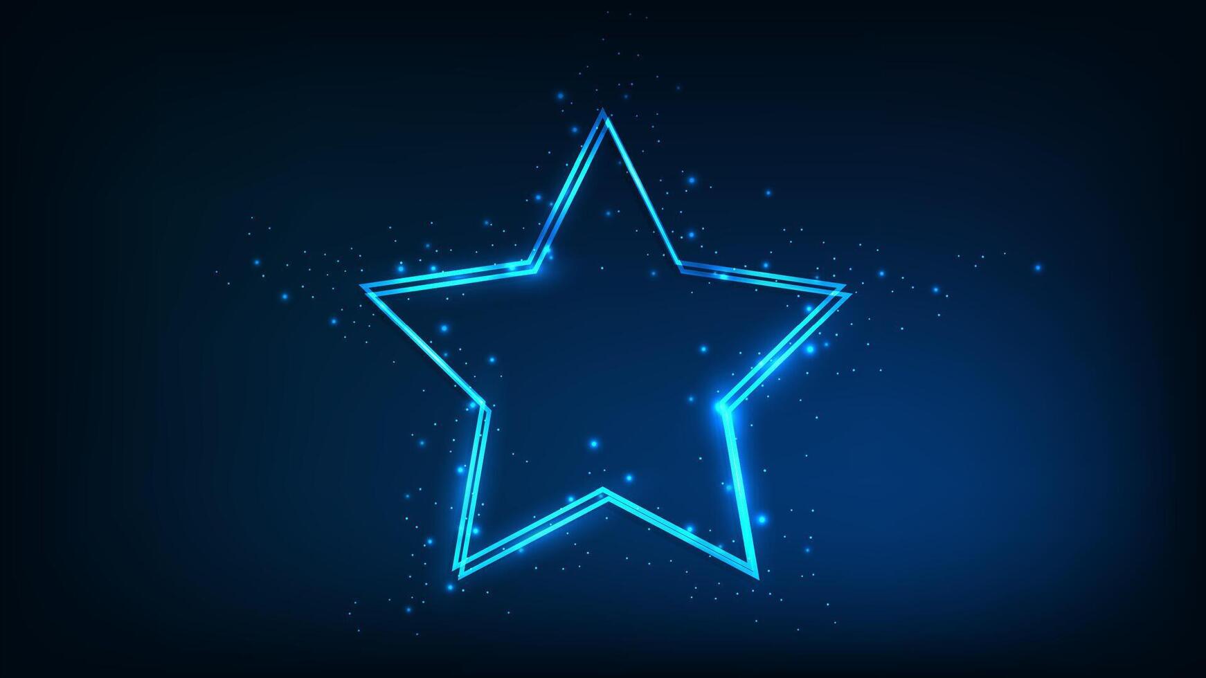 Neon double frame with shining effects vector