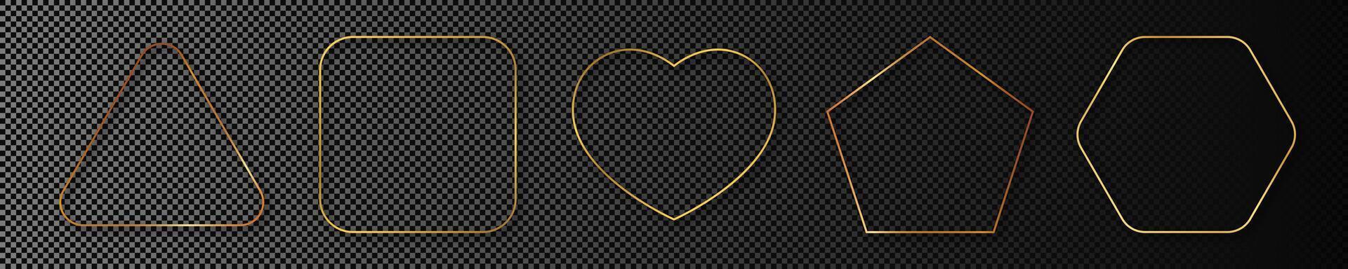 Gold glowing different geometric shape frame vector