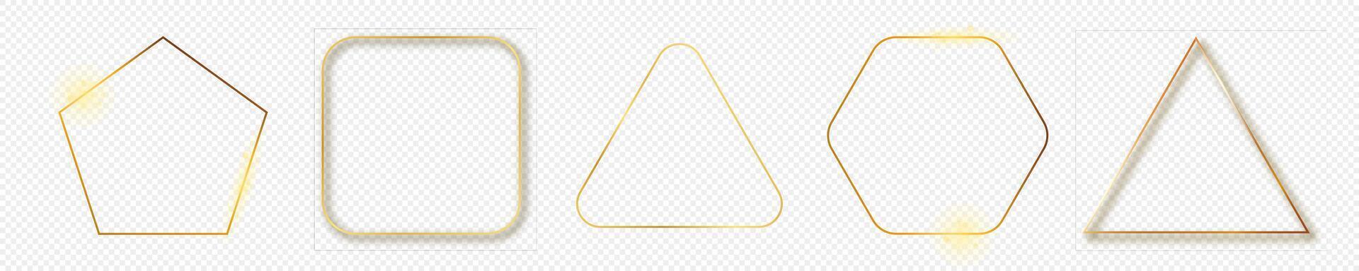 Gold glowing different geometric shape frame vector