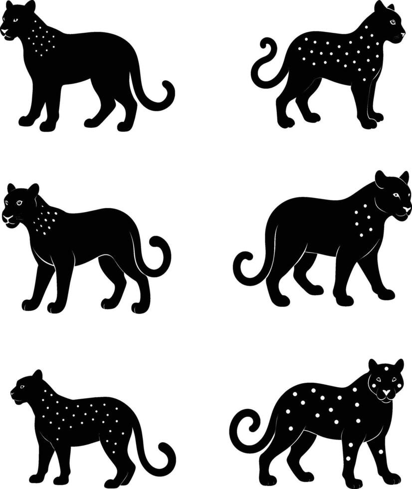 Black Silhouette Of Snow Leopard vector