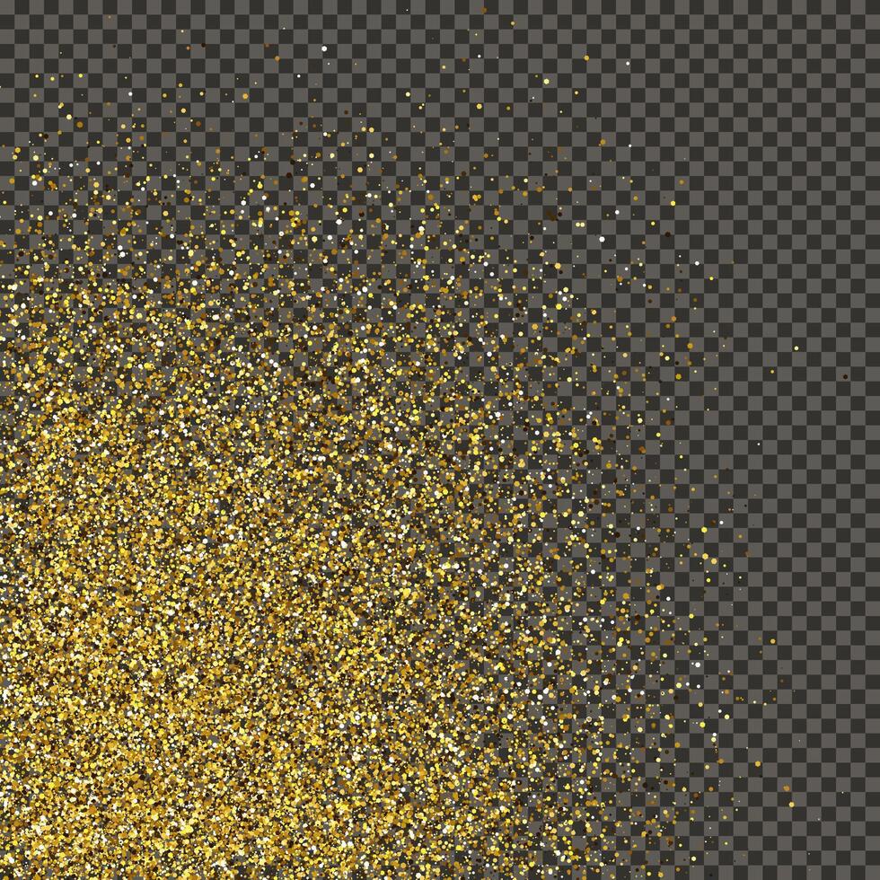 Gold glittering dust on a gray background. Dust with gold glitter effect and empty space for your text. illustration vector
