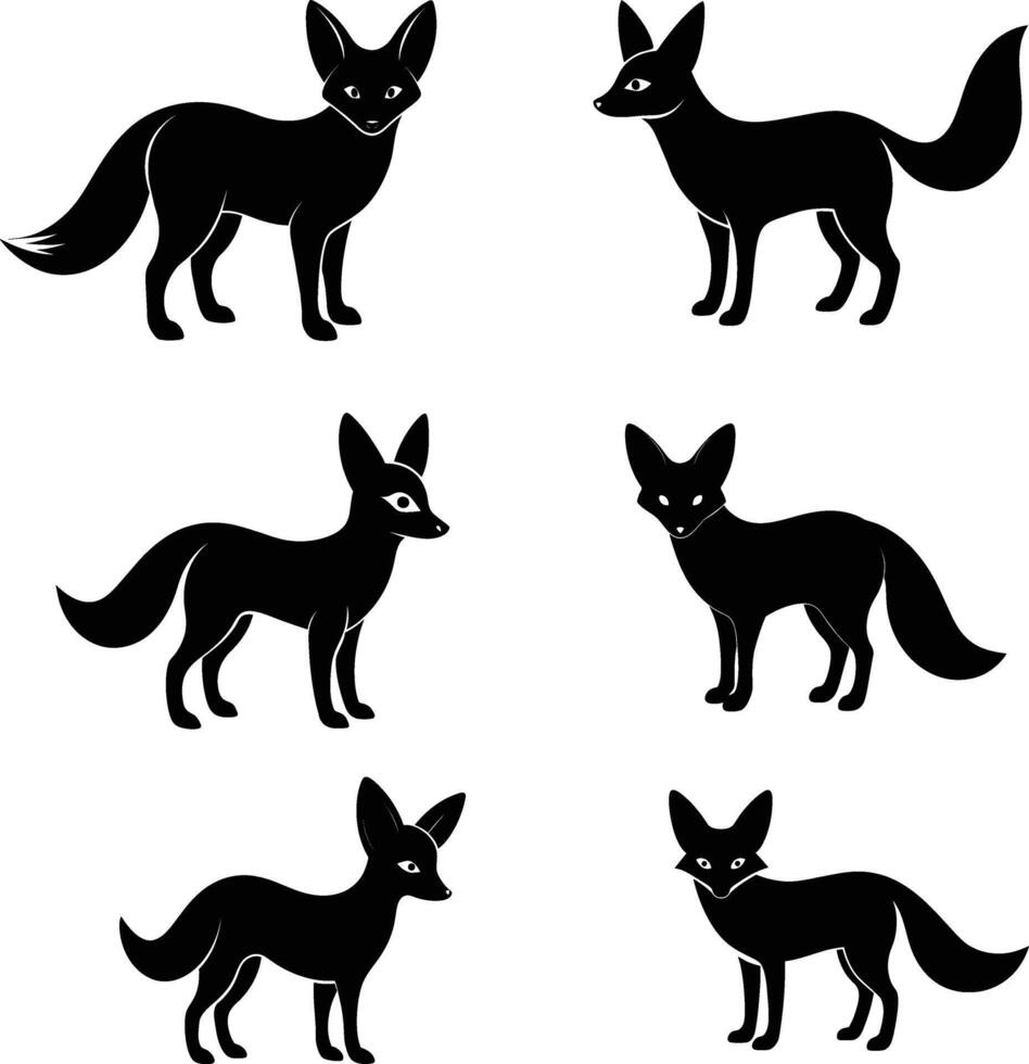 Black Silhouette Of Fennec Fox vector