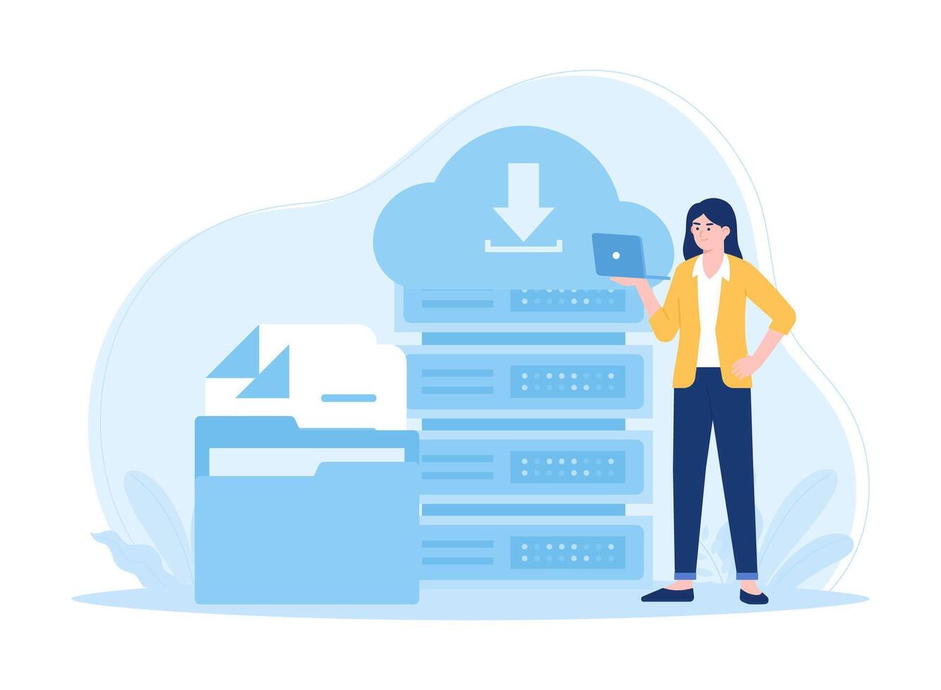 Large data file download concept flat illustration vector