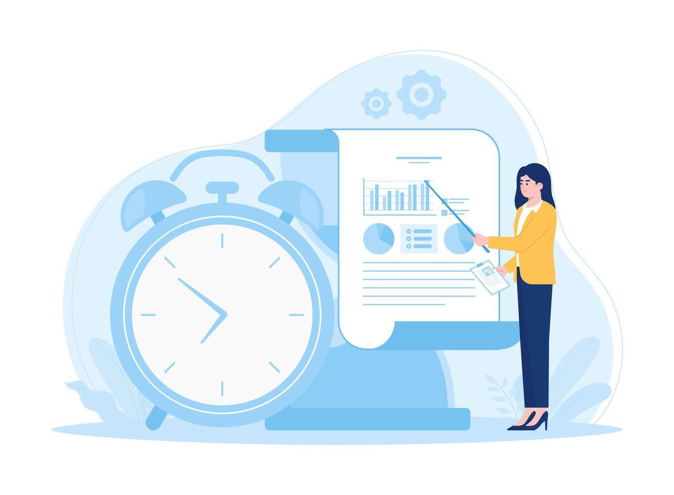 Time optimization financial and marketing strategies concept flat illustration vector