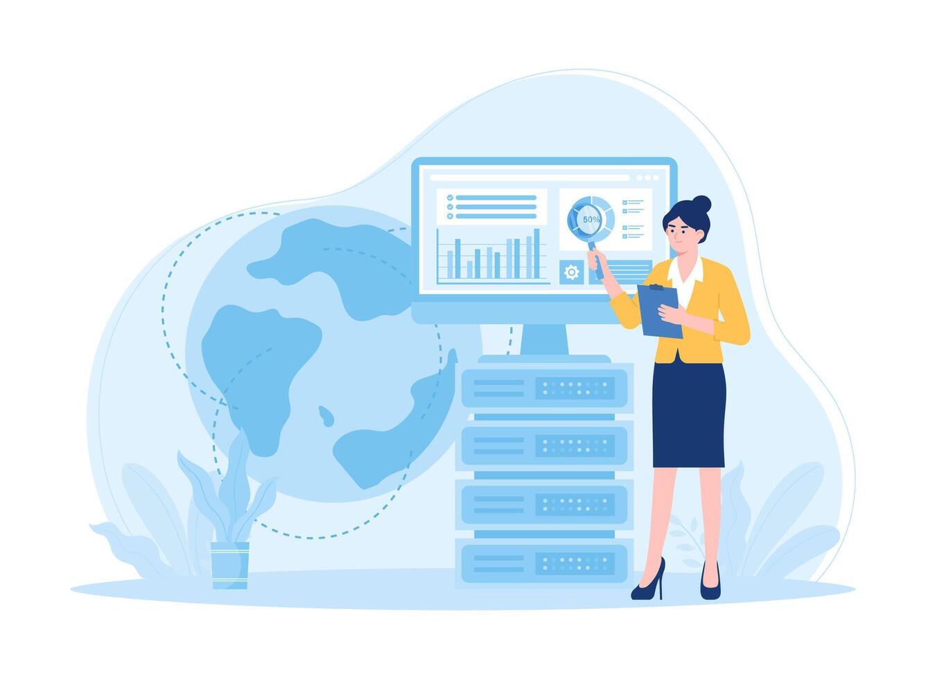 Analyzing big data concept flat illustration vector