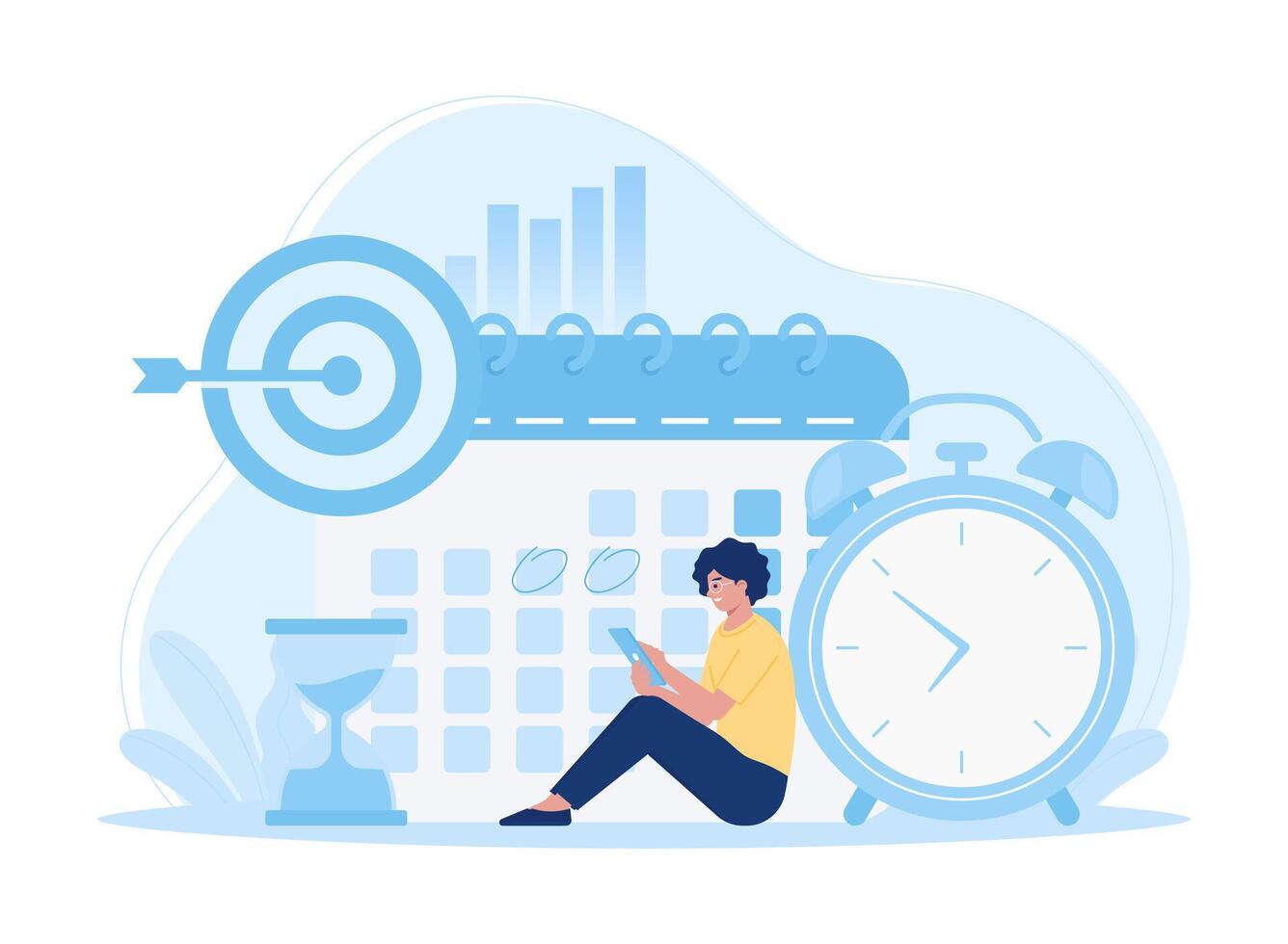 Time management time targeting concept flat illustration vector