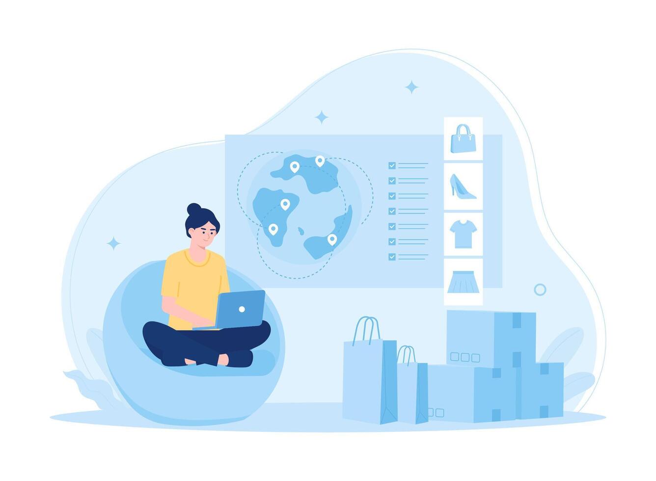 Online service raw material supply or online shopping service concept flat illustration vector