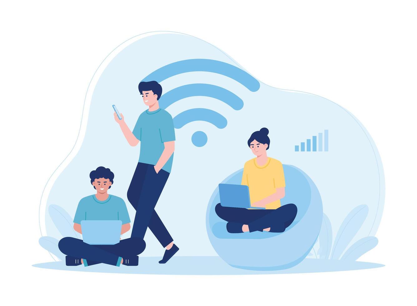 wifi zone concept with signal concept flat illustration vector