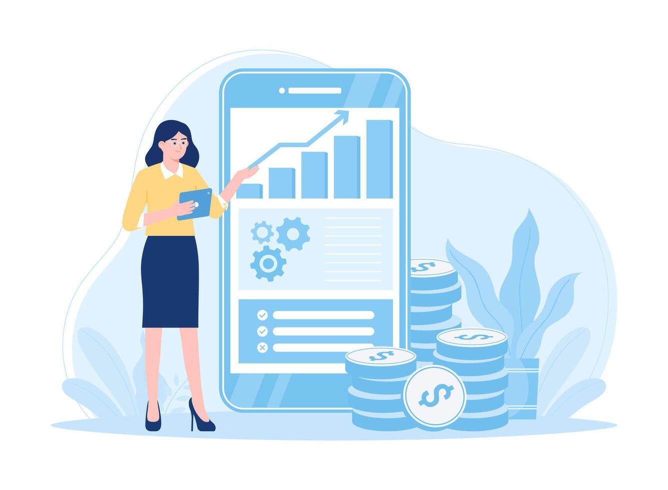 An employee presents business improvements concept flat illustration vector
