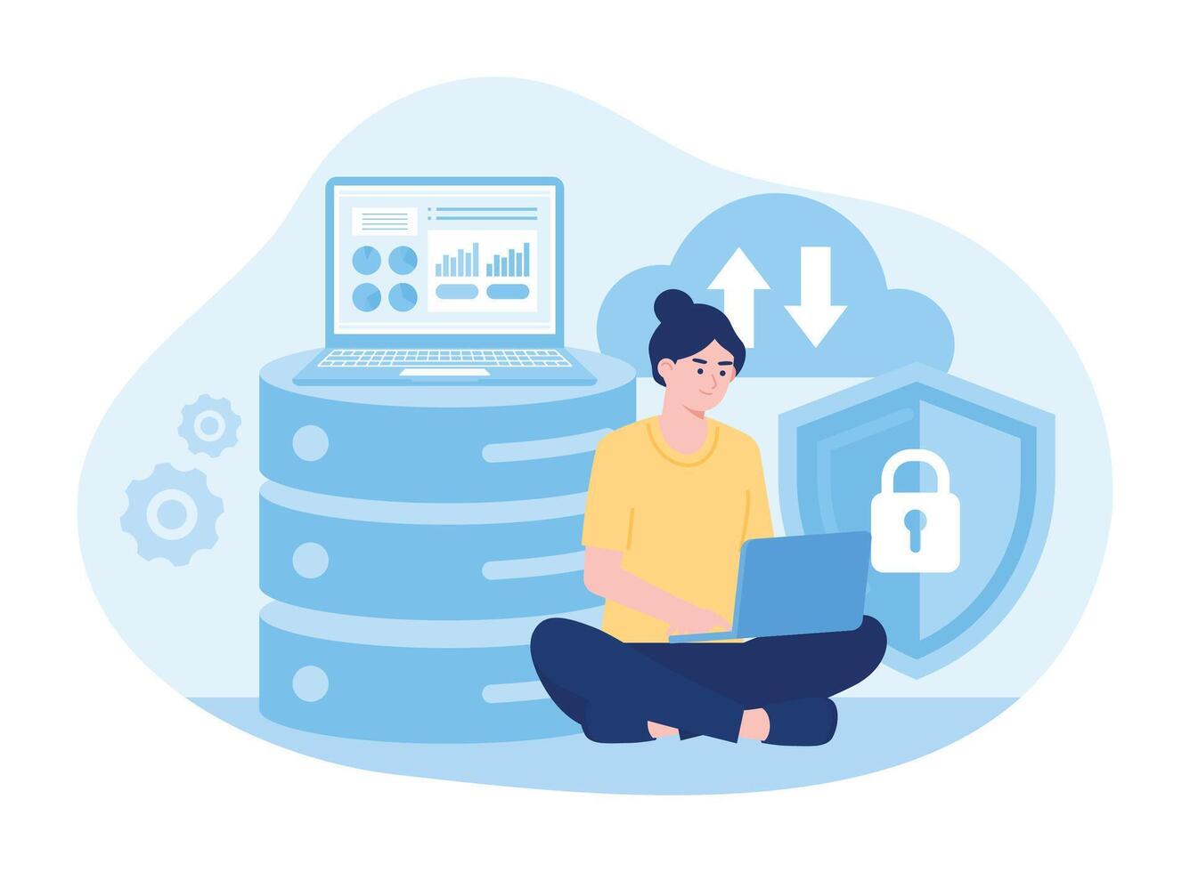 personal data security cyber data security online concept flat illustration vector