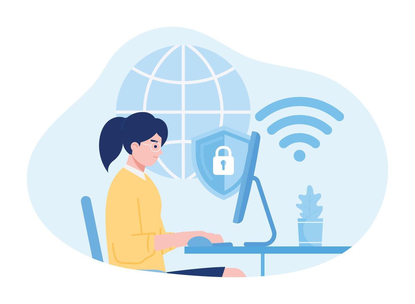 cyber security software concept flat illustration vector