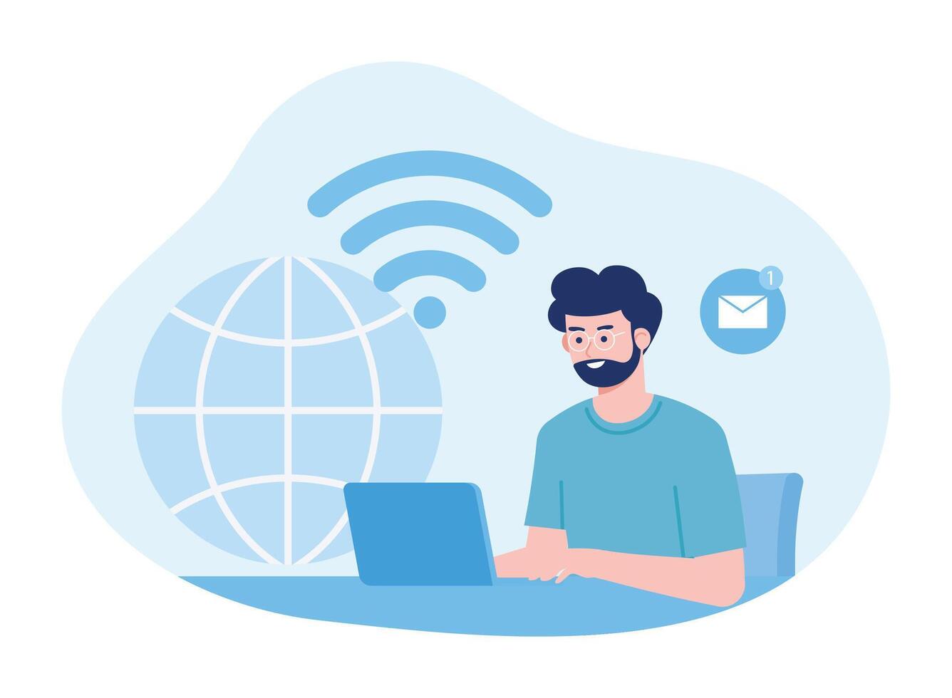 advertising access to a global network concept flat illustration vector