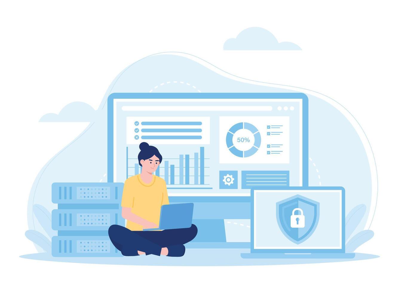 secure sockets concept flat illustration vector