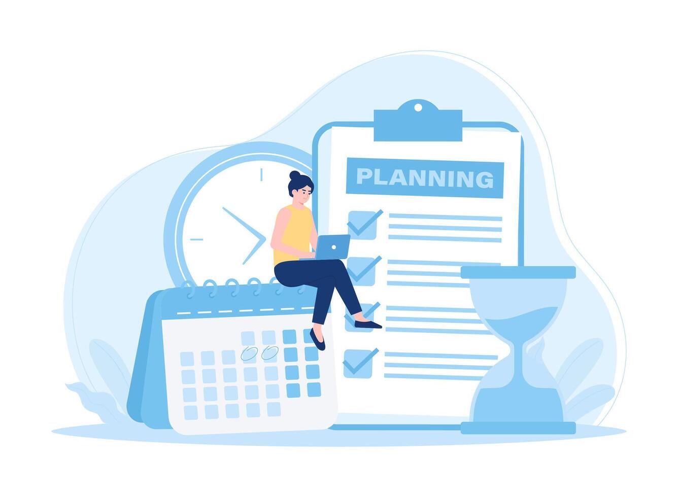Time business planning concept flat illustration vector