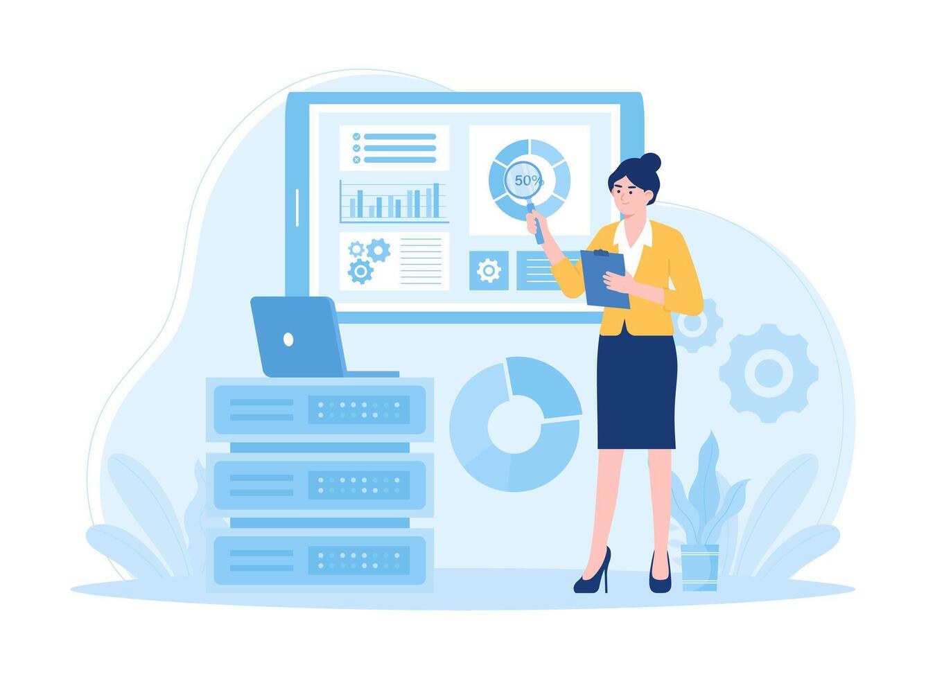 Analyzing big data concept flat illustration vector