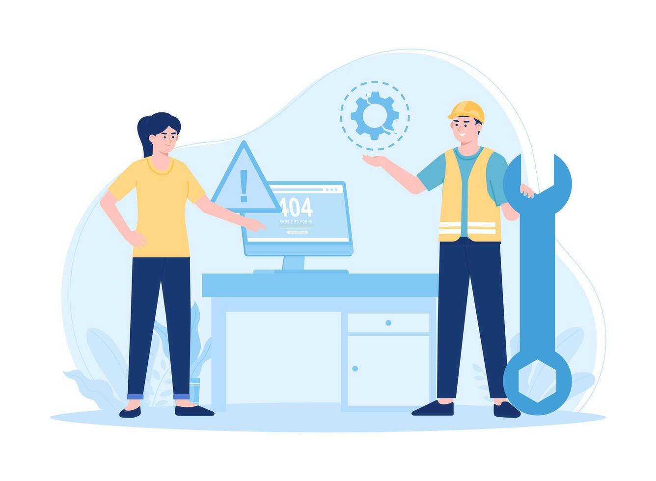 Website maintenance. website services web design corporate site professional support security analysis update abstract metaphor concept flat illustration vector