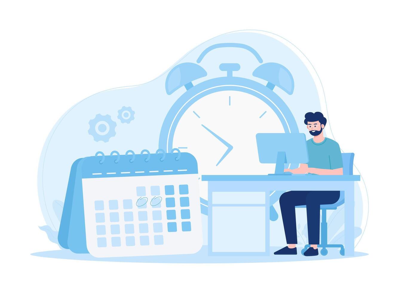Time management people work concept flat illustration vector