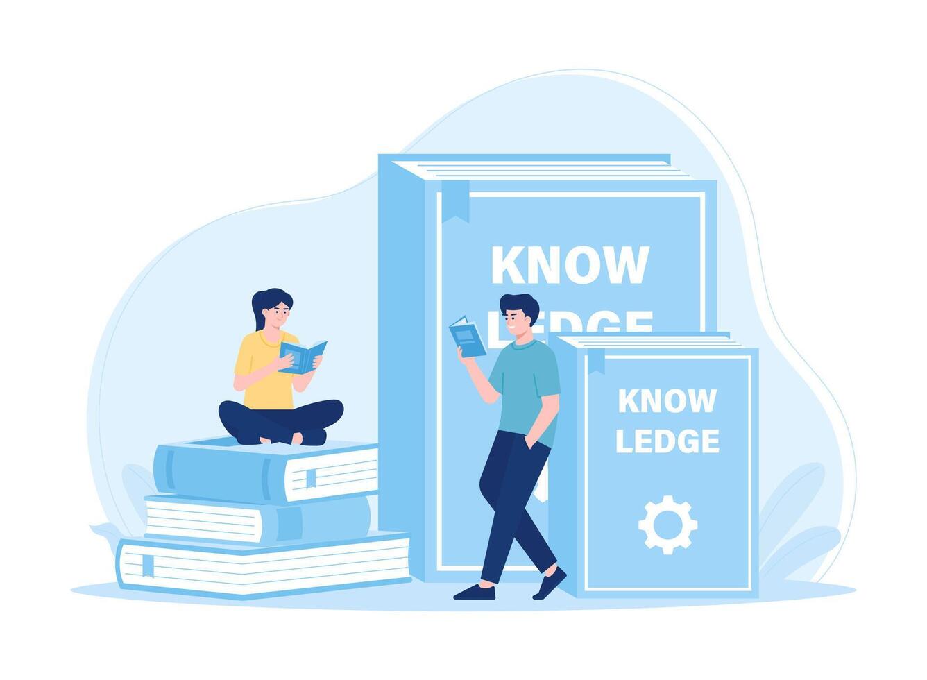 People read knowledge books concept flat illustration vector