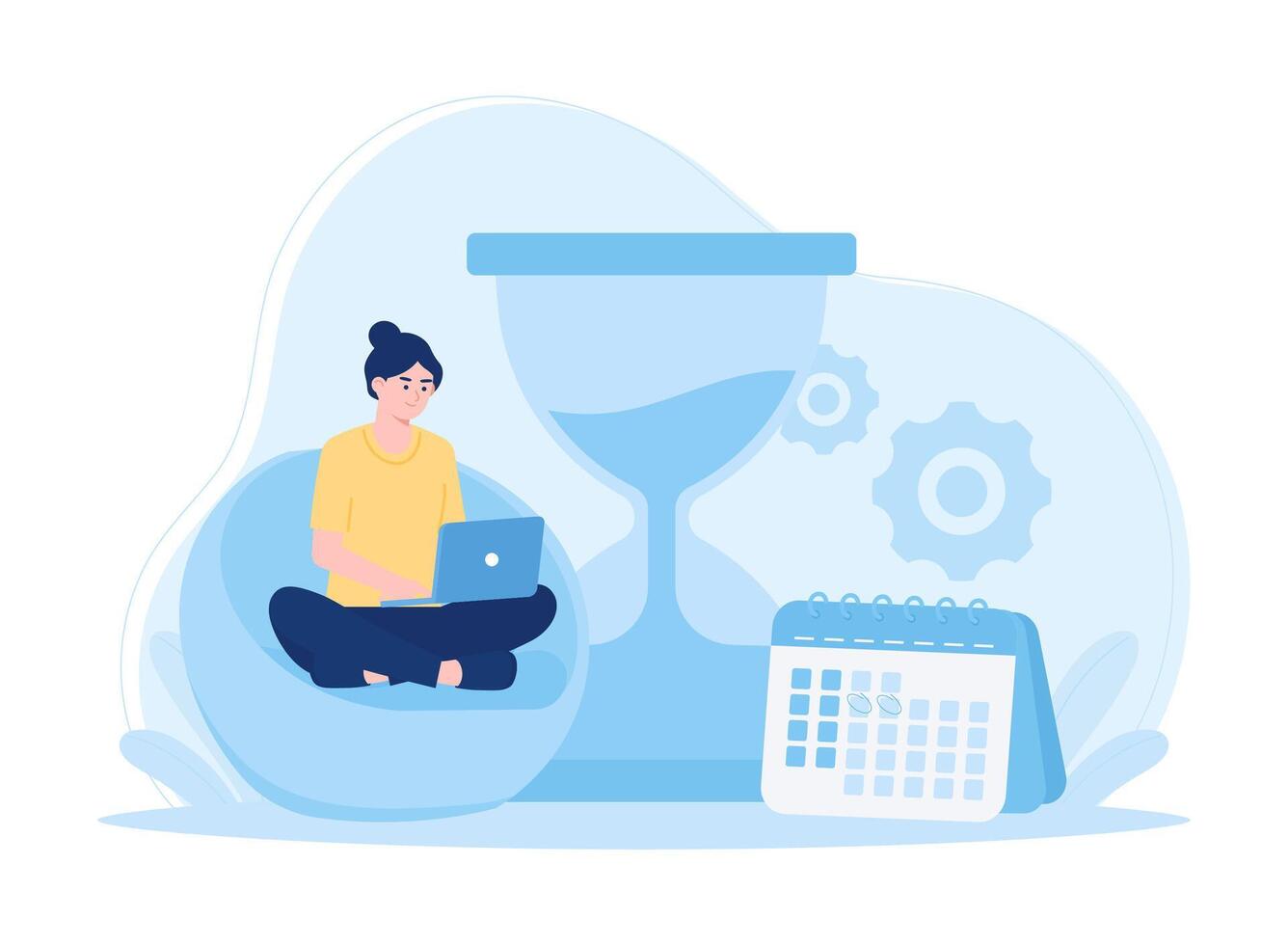 Employee work time management concept flat illustration vector