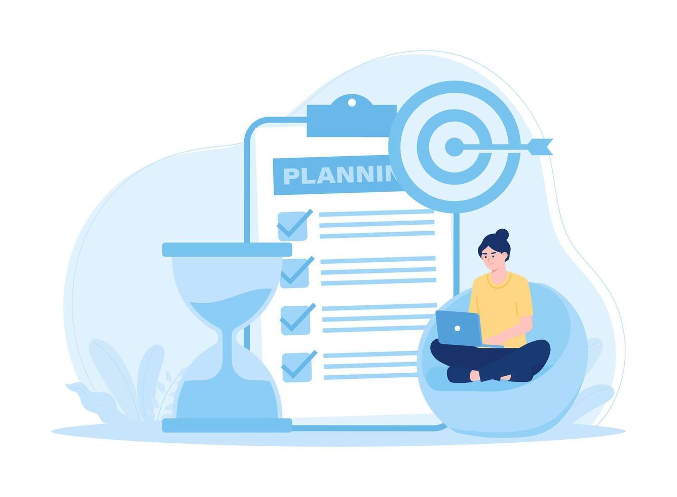 Time management profit growth strategy ideas. business development targets concept flat illustration vector