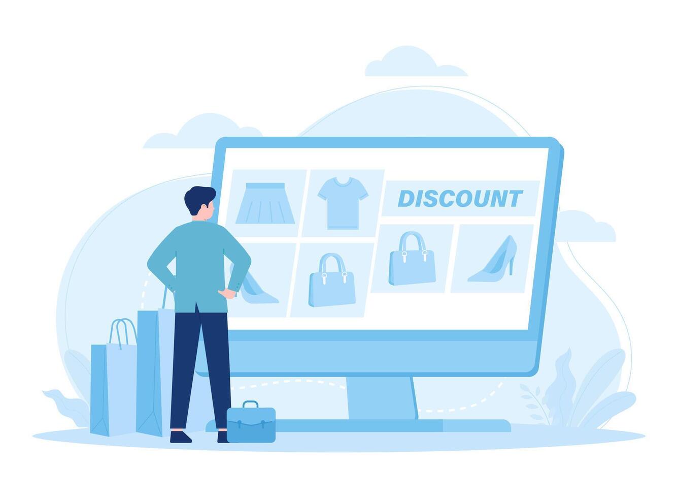 Online shopping special services market concept flat illustration vector