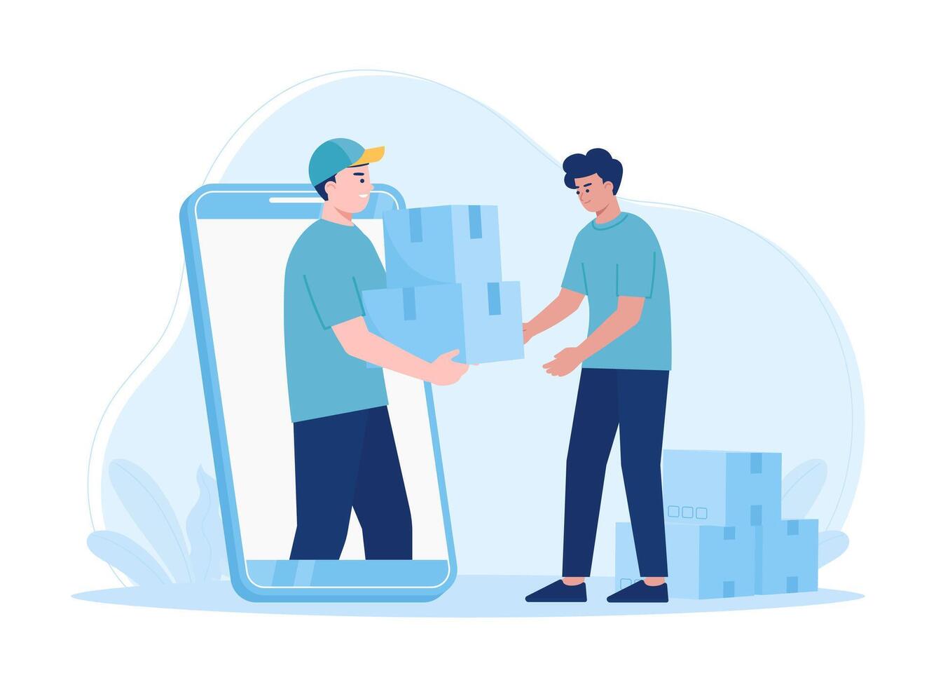 Mobile application for online shopping delivery concept flat illustration vector