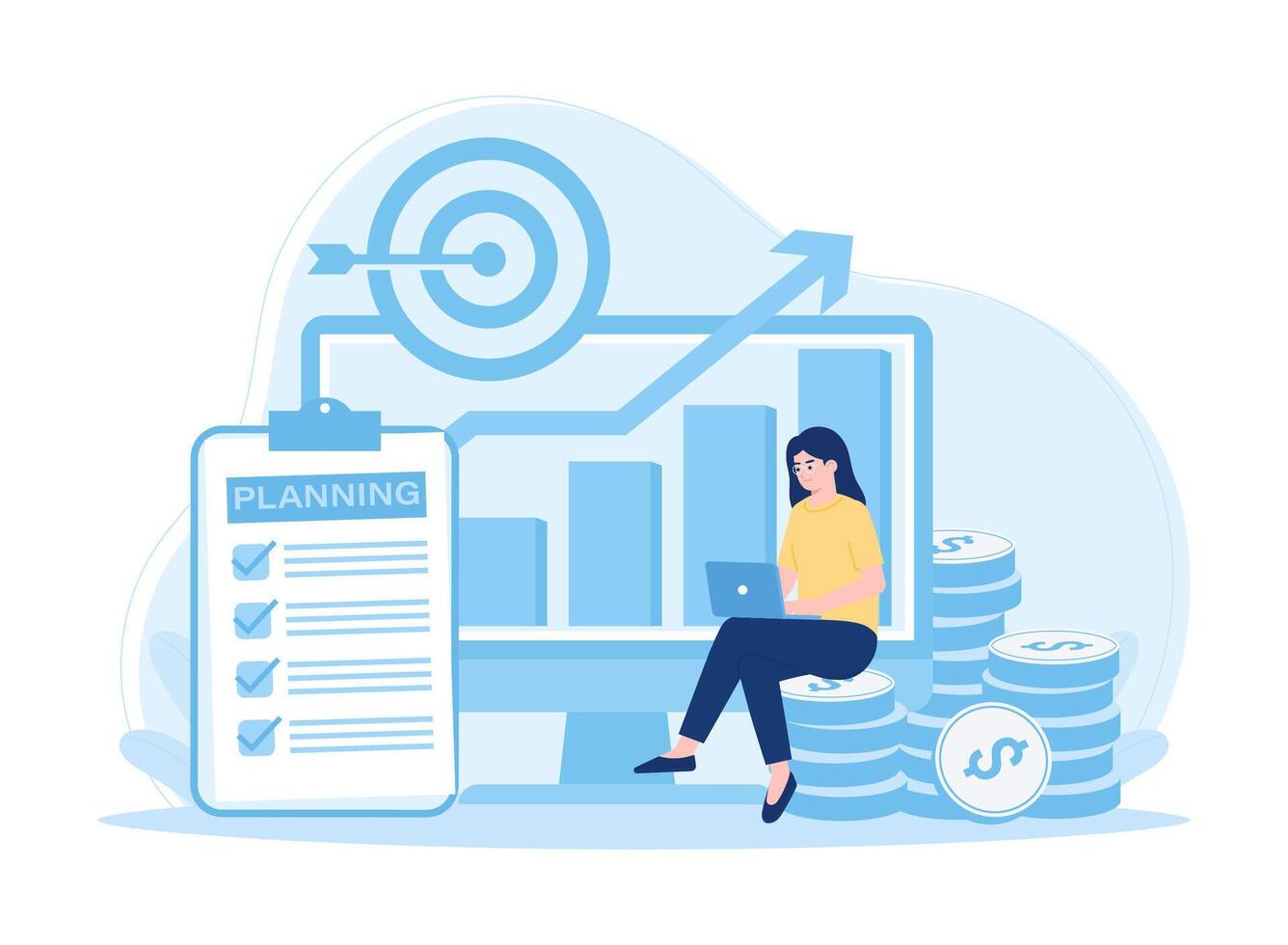 Business target development plan concept flat illustration vector