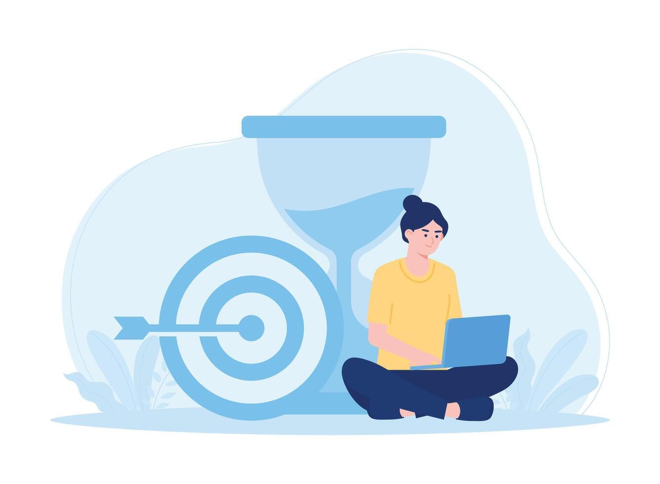 women at work on deadline concept flat illustration vector