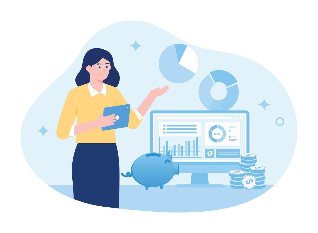 investor presentation concept flat illustration vector