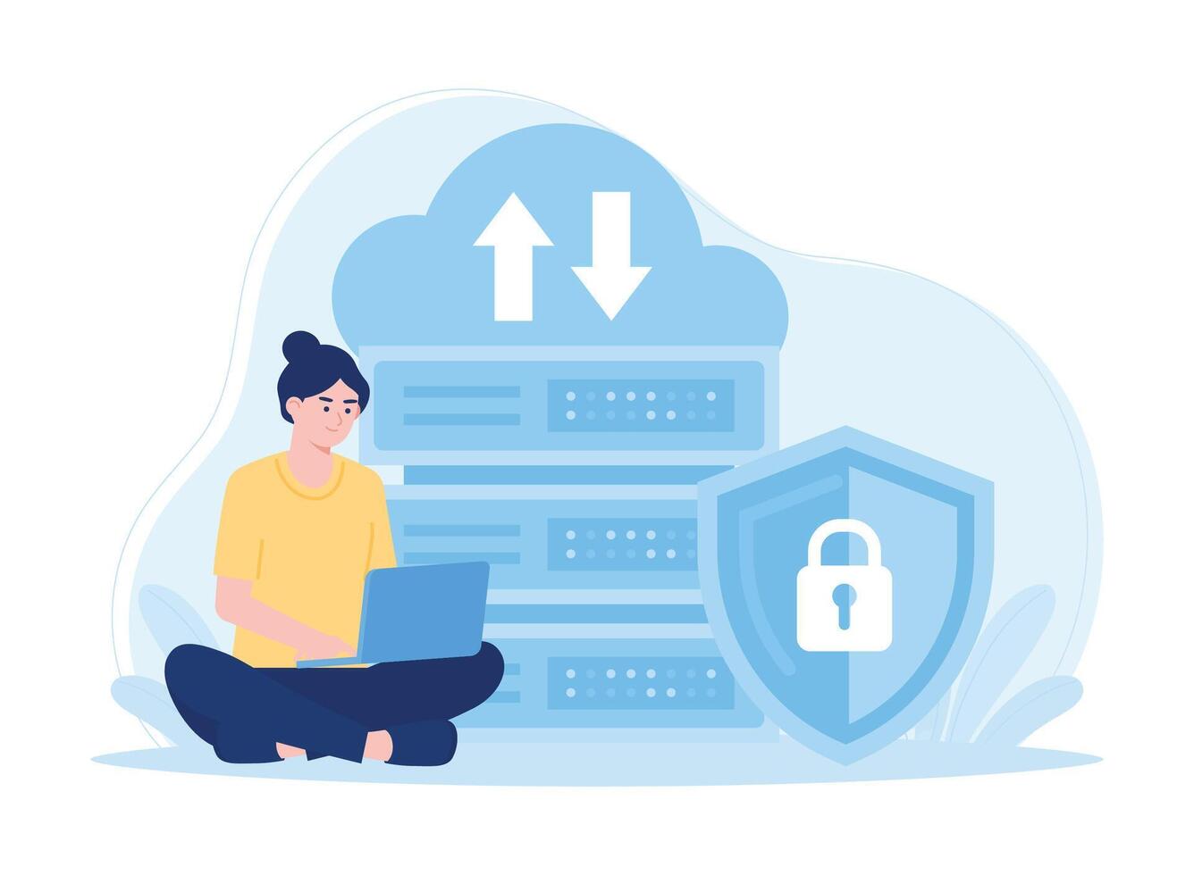 personal data security cyber data security online concept flat illustration vector