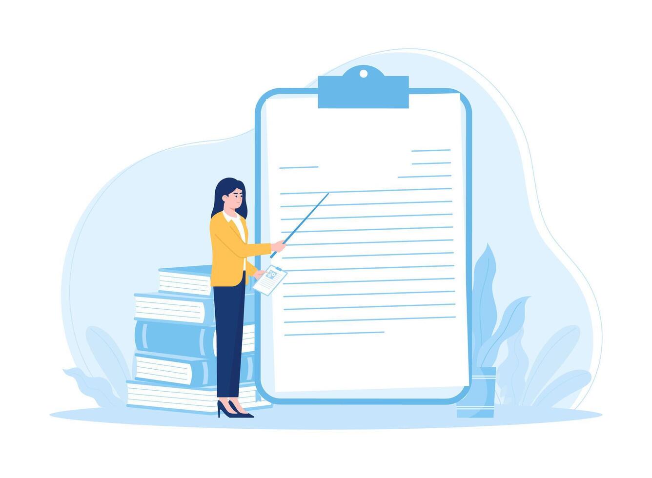 The teacher provides material to students concept flat illustration vector