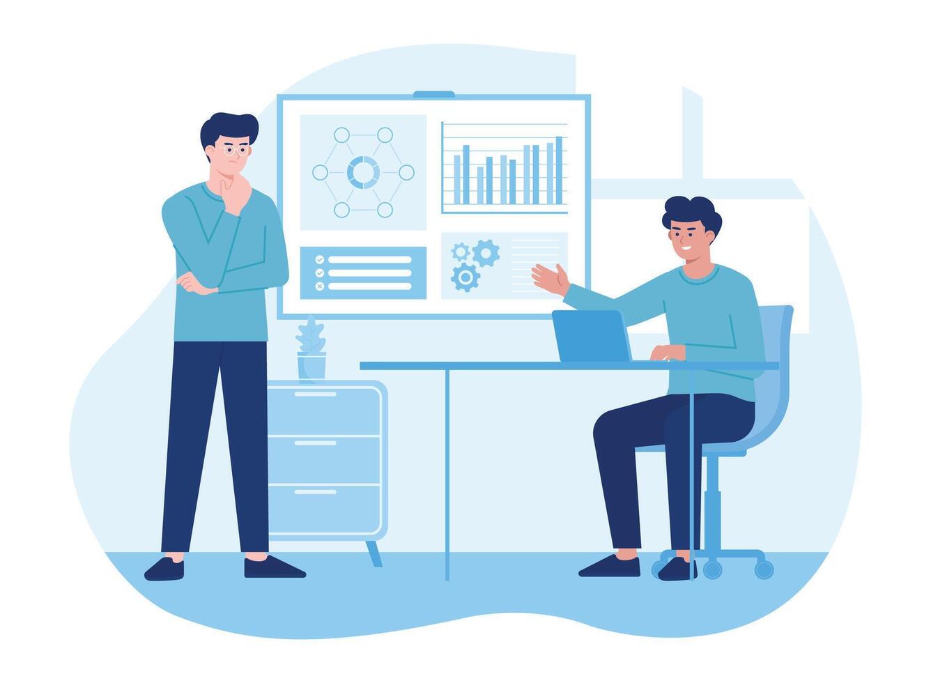 people analyze the growth chart concept flat illustration vector