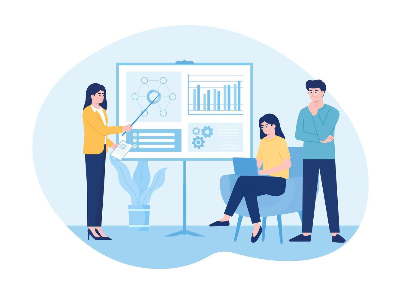 people analyzing growth chart concept flat illustration vector
