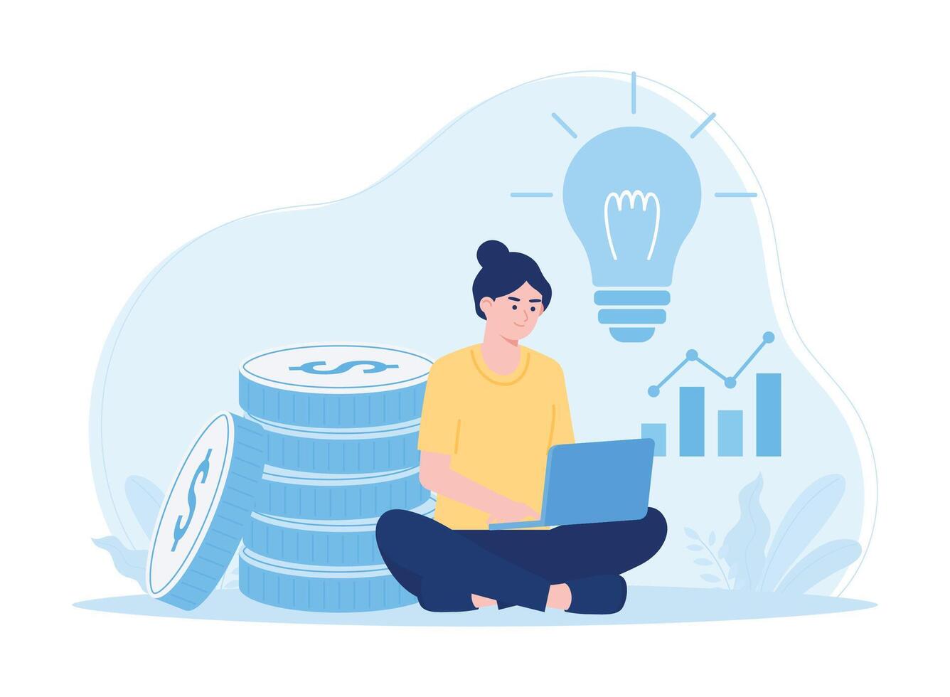 people analyzing growth charts concept flat illustration vector