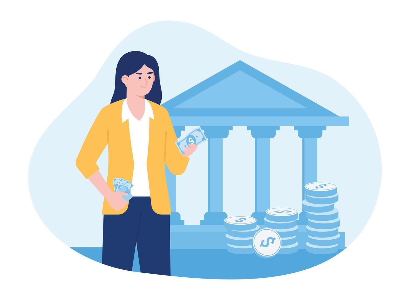 women getting a loan concept flat illustration vector