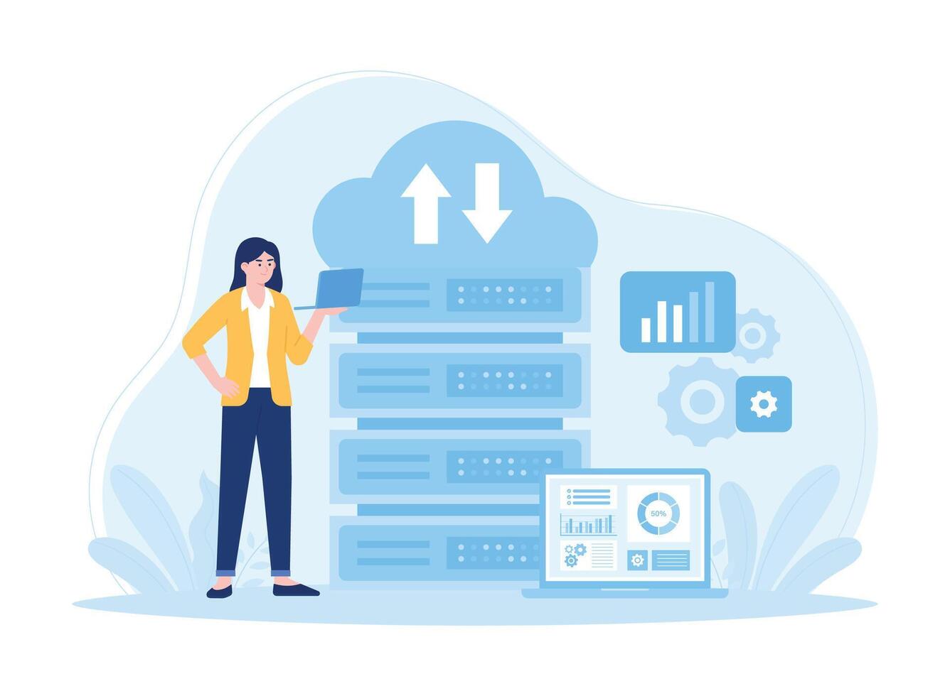 database management system web hosting concept flat illustration vector