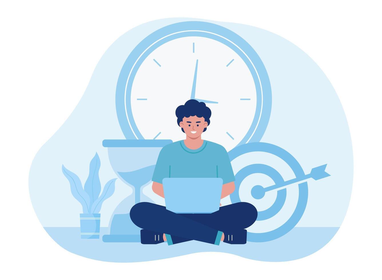 a man completes his task with a deadline concept flat illustration vector
