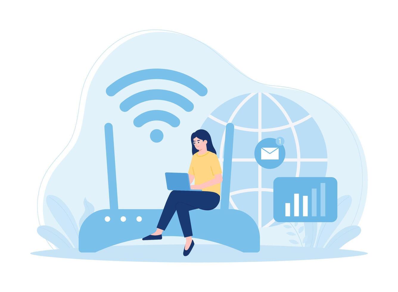 advertising access to a global network concept flat illustration vector