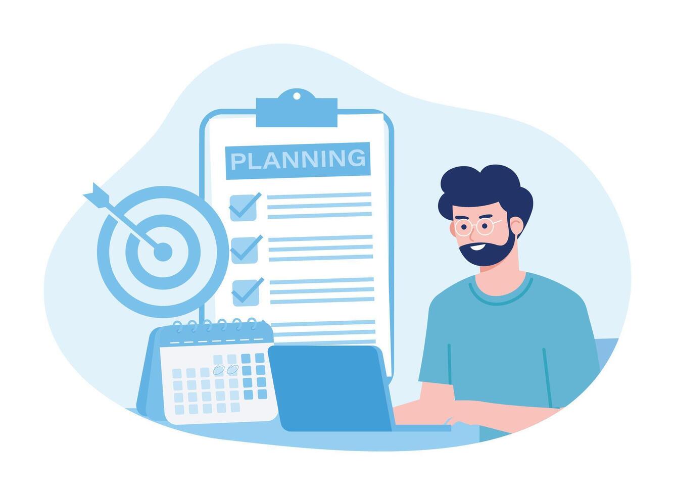 business planning objectives business workflow time management concept flat illustration vector