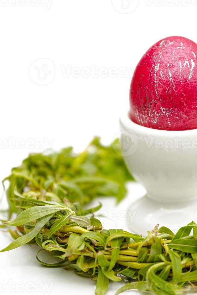 Easter dyed red egg photo